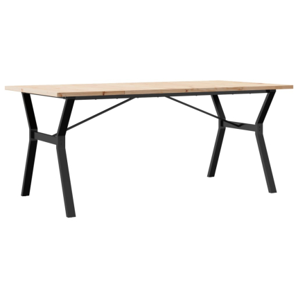 Table à manger Style Industriel cadre en Y en bois de pin massif & fonte 180 x 90 x 75.5 cm {attributes}