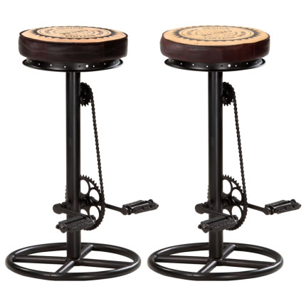 Tabourets de bar industriel en lot de 2 en cuir véritable Brun 44 x 44 x 75 cm {attributes}