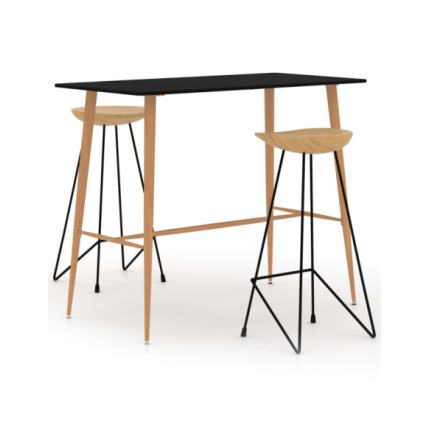 Table mange debout Scandinave avec 2 tabourets - Noir - Métal et Bois