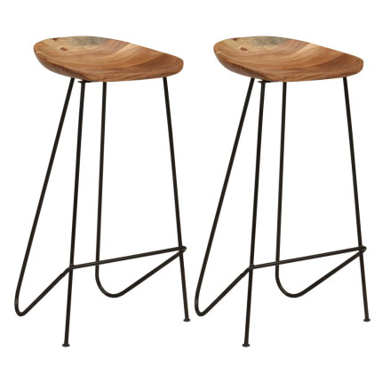 Tabourets de bar industriel en lot de 2 en bois massif d'acacia Brun  {attributes}