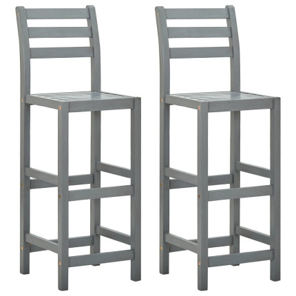 Tabourets de bar campagne / chic en lot de 2 en bois massif d'acacia Gris  {attributes}