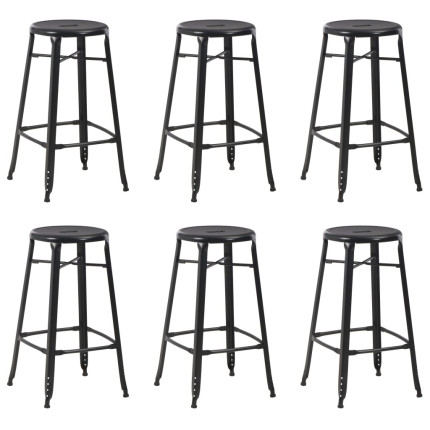 Tabourets de bar industriel en lot de 6 en acier Noir  {attributes}