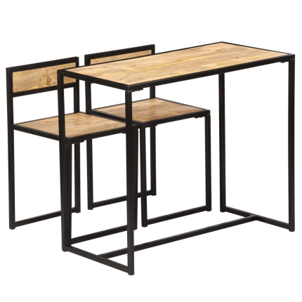 Ensemble Table mange debout Industriel avec 2 tabourets Bois massif de manguier 