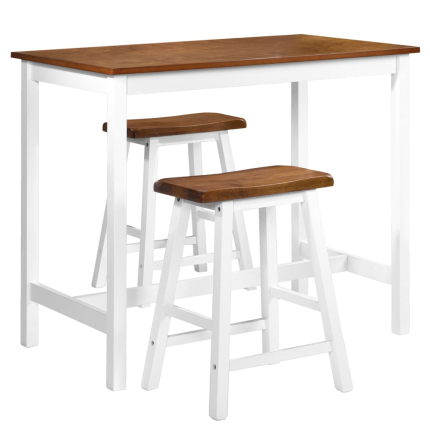 Ensemble Table mange debout Campagne avec 2 tabourets - Marron et blanc -  