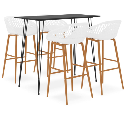 Ensemble Table mange debout Industriel avec 4 tabourets - Noir et blanc - Bois et métal 