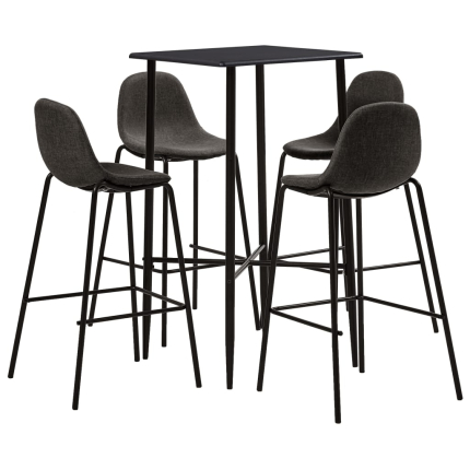 Ensemble Table mange debout Industriel avec 4 tabourets - Noir - Bois et pied en métal 