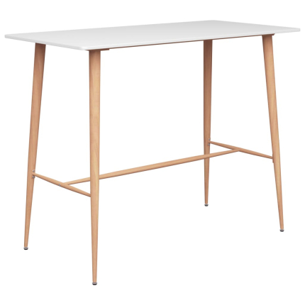 Ensemble Table mange debout Scandinave avec 6 tabourets - Blanc et gris - Bois et métal 