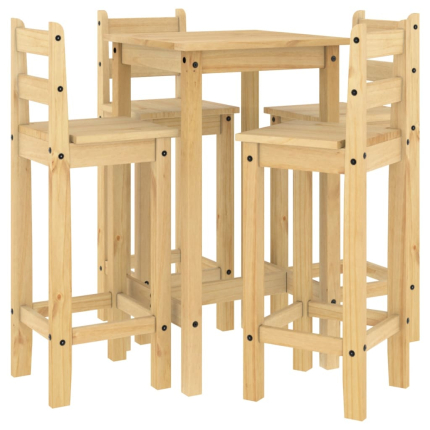 Ensemble Table mange debout Campagne avec 4 tabourets Bois massif de pin 