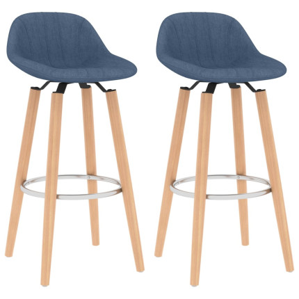 Tabourets de bar en lot de 2 en tissu Bleu  