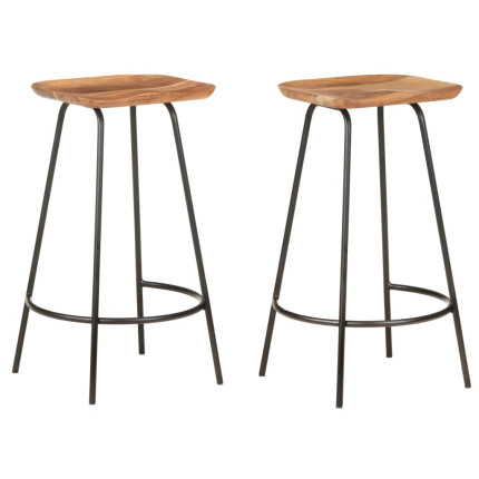 Tabourets de bar en lot de 2 en bois d'acacia Brun  {attributes}