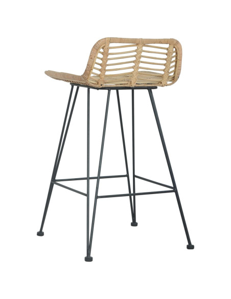 Chaise de bar Bohème / Nature en lot de 2 en rotin naturel Brun  {attributes}