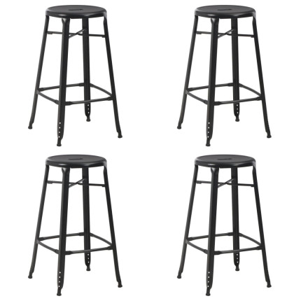 Tabourets de bar industriel en lot de 4 en acier Noir  {attributes}