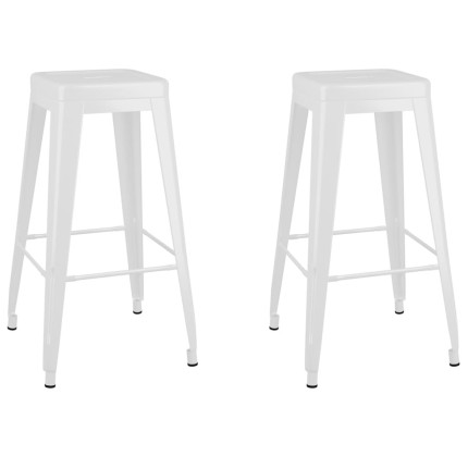 Tabourets de bar industriel empilables en lot de 2 en métal Blanc  {attributes}