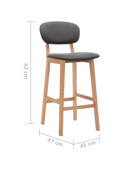 Tabourets de bar en lot de 2 en tissu Gris  