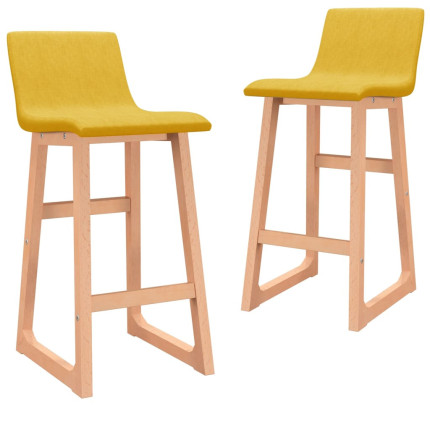 Tabourets de bar en lot de 2 en tissu Jaune  